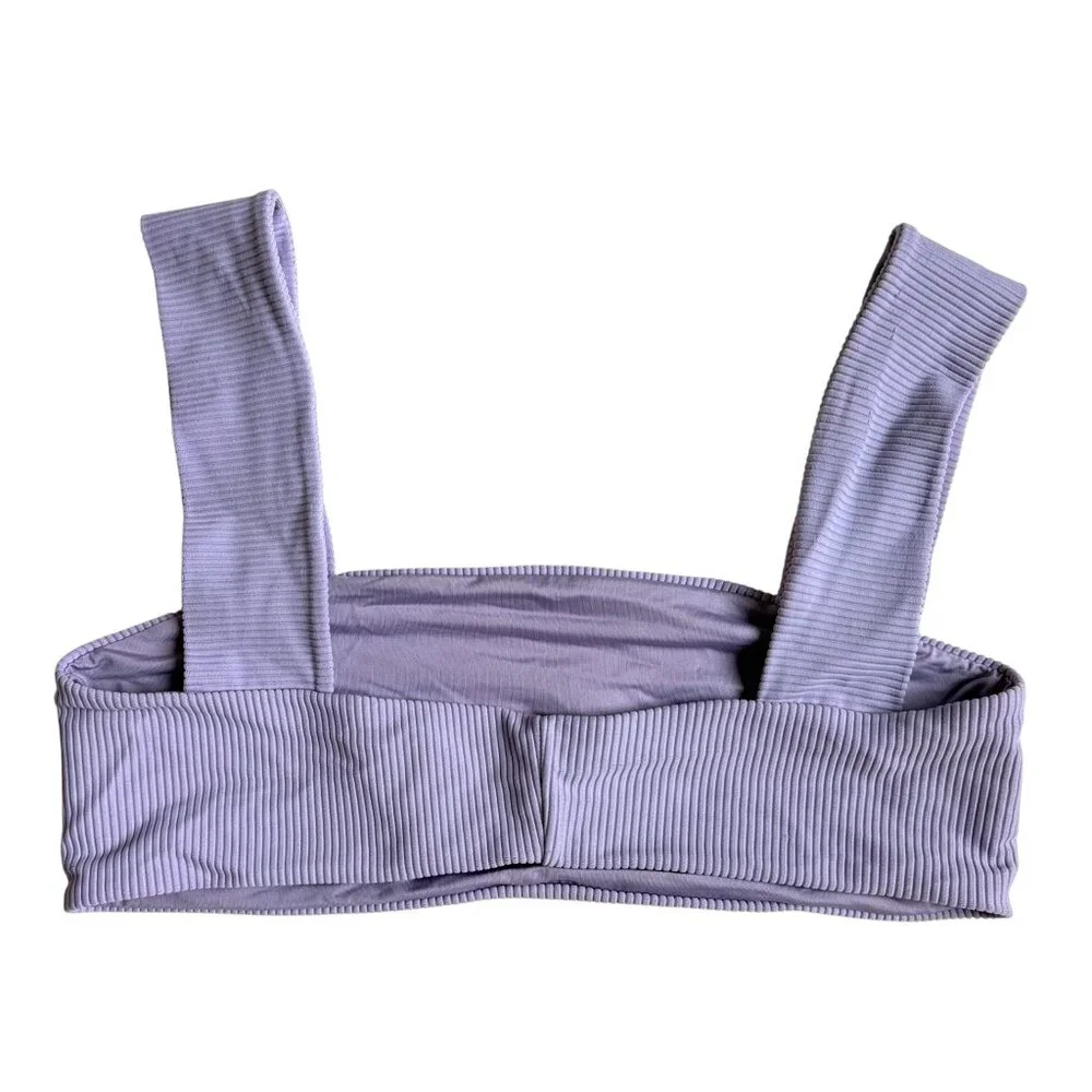 Frankies Bikinis Ribbed Bikini Top (Lavender) - Size Large